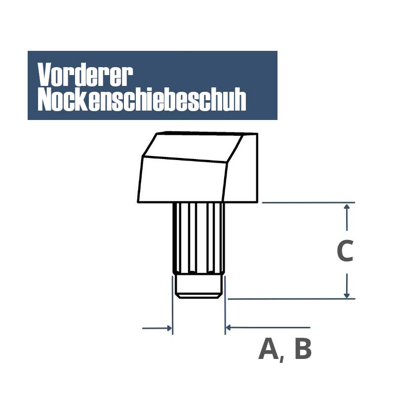 Abmessung – vier Radteile - Vorderer Nocken Gleitschuh, 417126374, 619100040